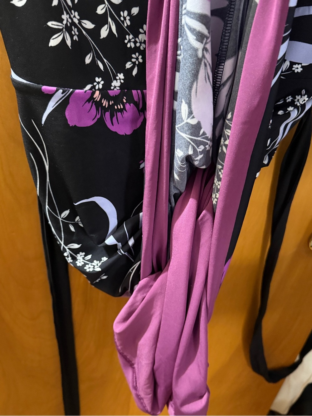 White House Black Market Black Dress with Purple Floral Print - Picture 6 of 9